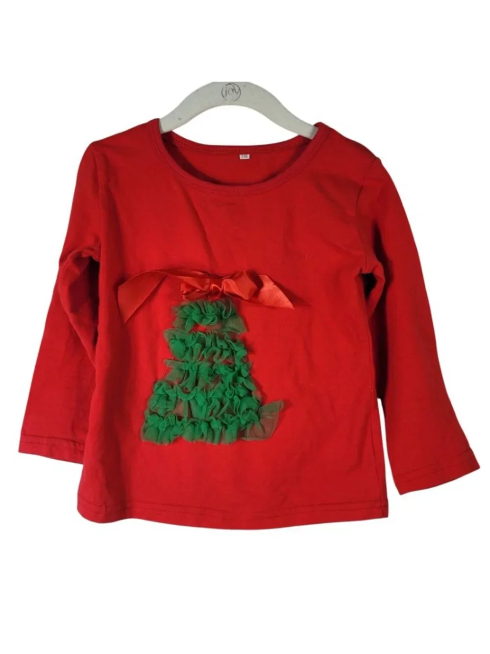 Girls Christmas 2 Piece Outfit Full Skirt Red Green Size 6 130 Long Sleeve Top
